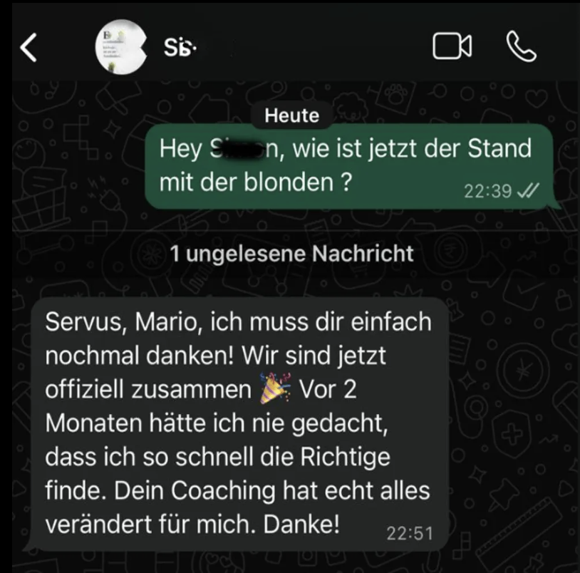 WhatsApp: Wir sind jetzt offiziell zusammen – dein Coaching hat alles verändert